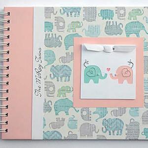 twin baby memory book elephants