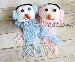snowman hats and scarfs for twins
