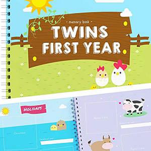 twin baby memory book with animals