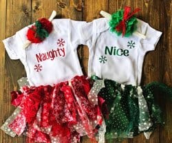 twin Christmas outfits for girls with tutu