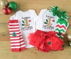 twins first Christmas outfits